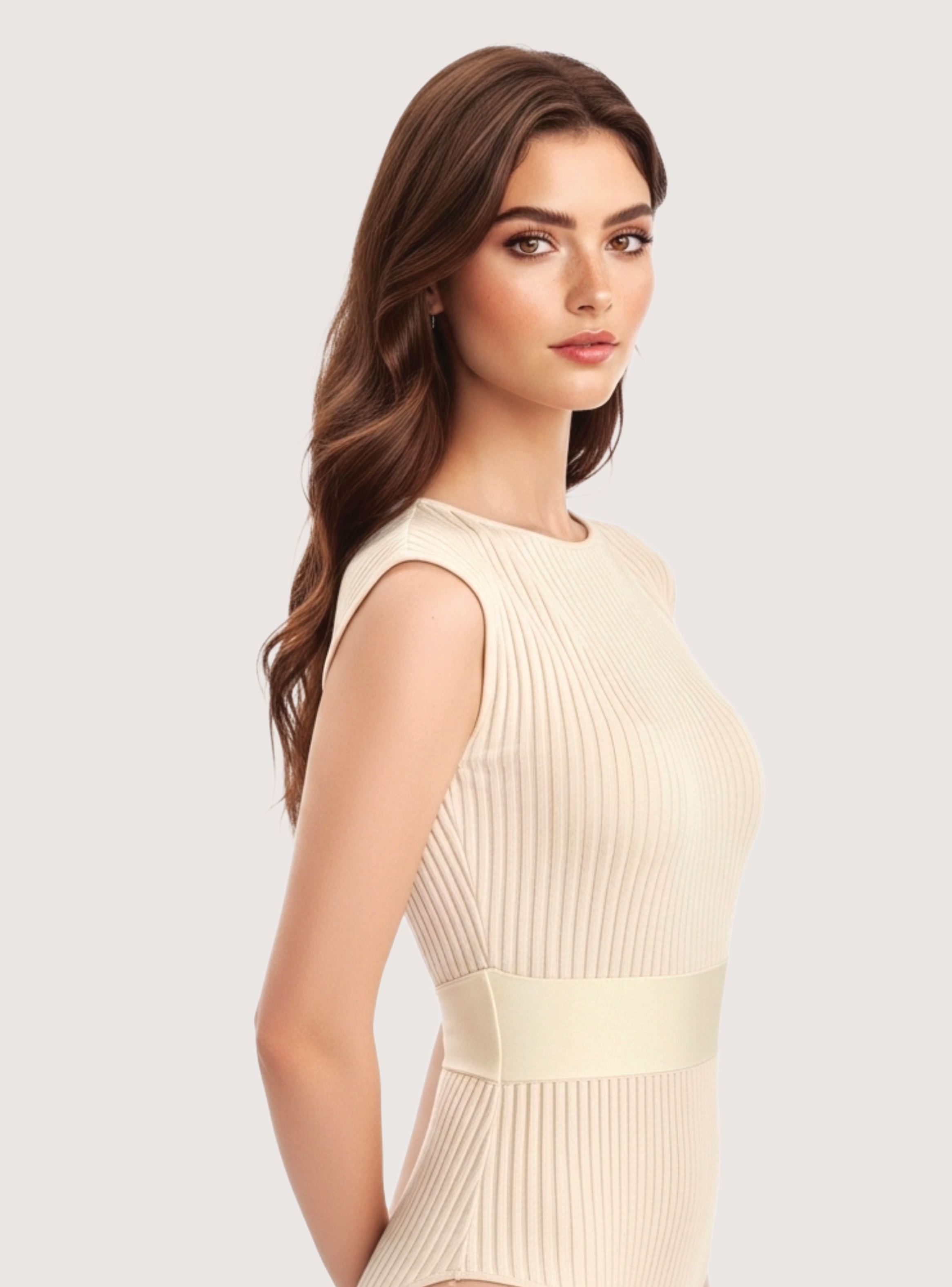 Traje de Baño completo de mujer una pieza Columna I Beige-2