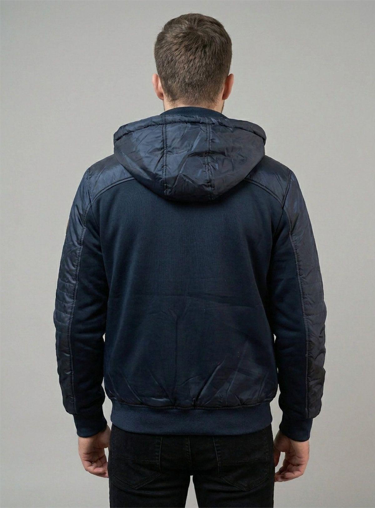 Chaqueta Bomber Minimalista con Capucha - Azul Navy-2