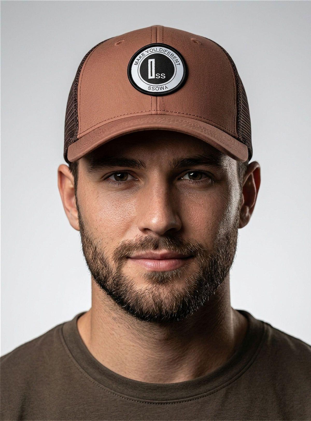 Gorra Trucker Marrón Terracota con Parche Circular YMOSS-0