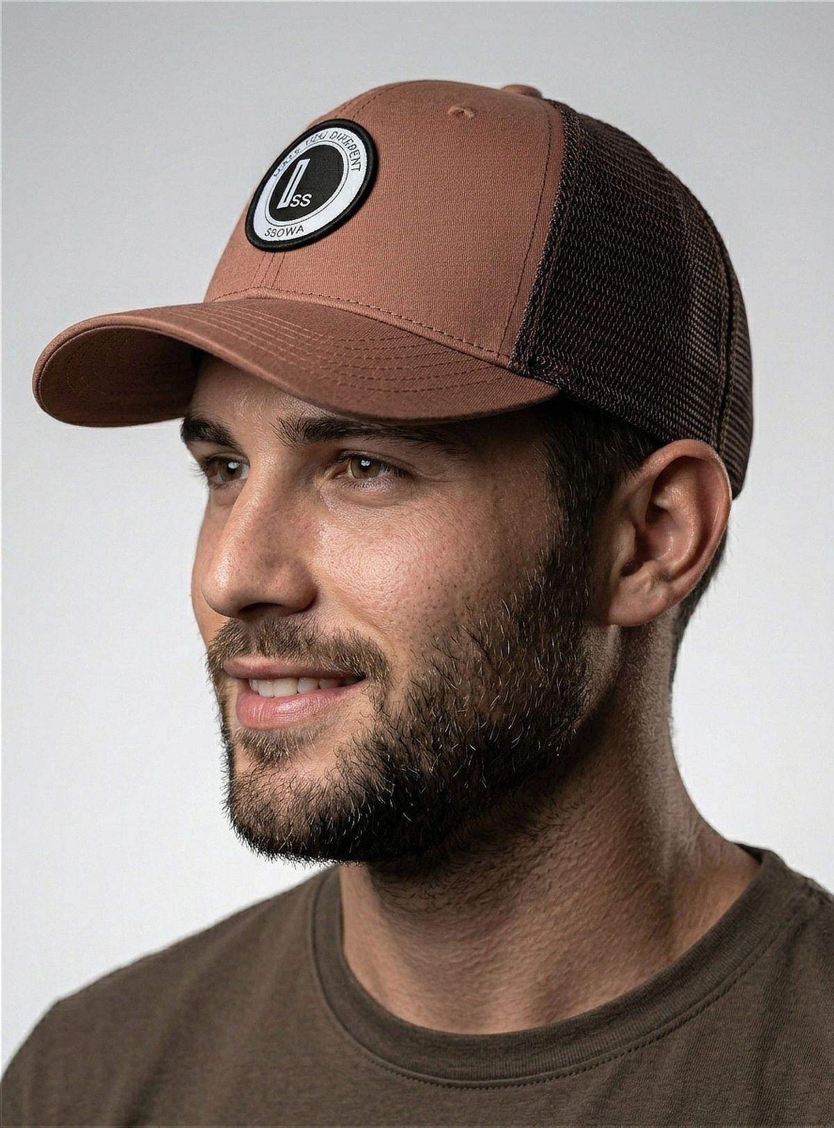 Gorra Trucker Marrón Terracota con Parche Circular YMOSS-1