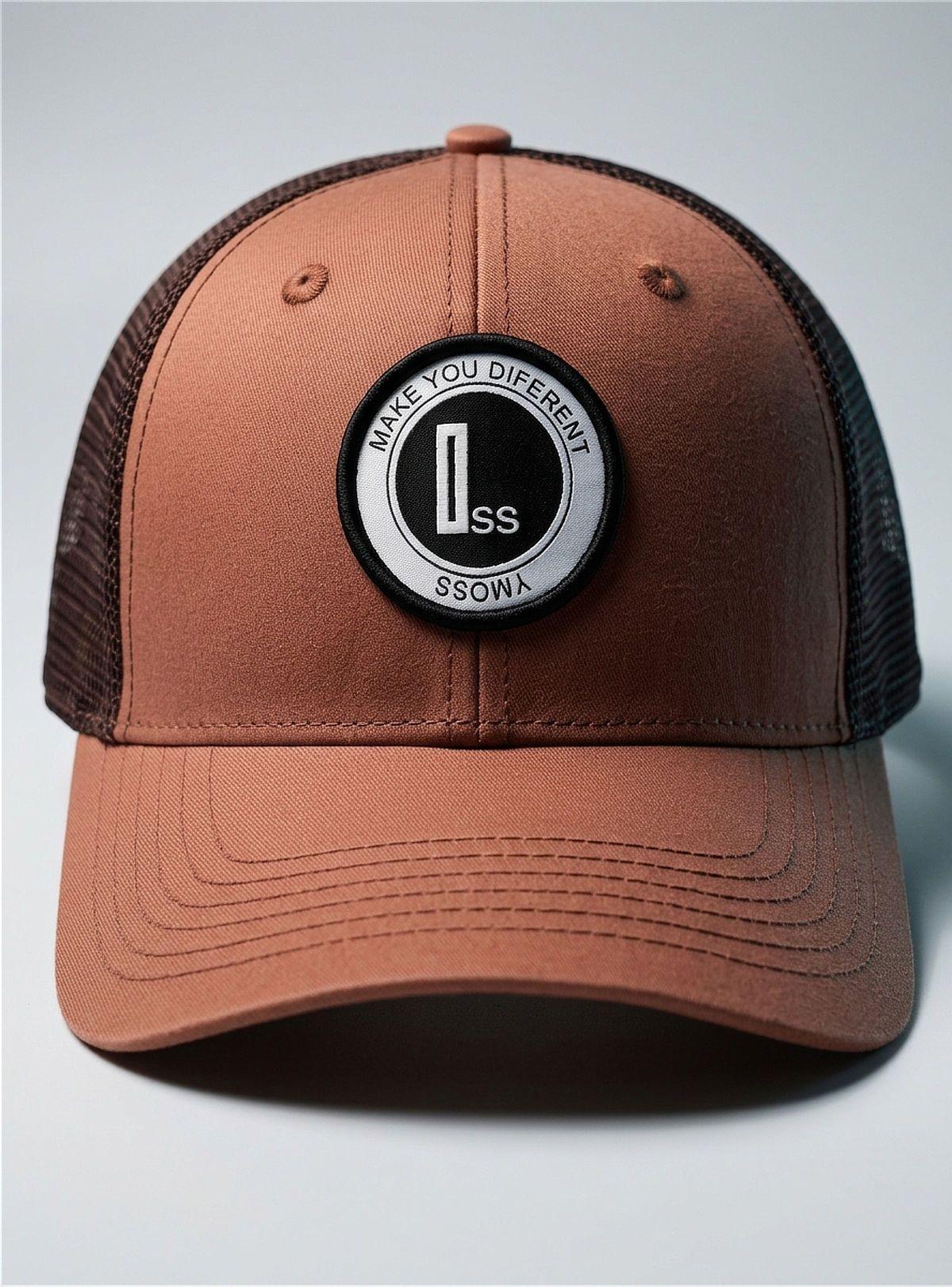 Gorra Trucker Marrón Terracota con Parche Circular YMOSS-4
