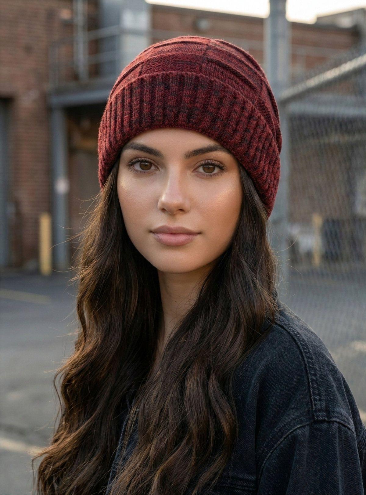 Gorro de Invierno Polar Beanie Rojo Negro - Estilo Urbano Calce Perfecto Masc-2