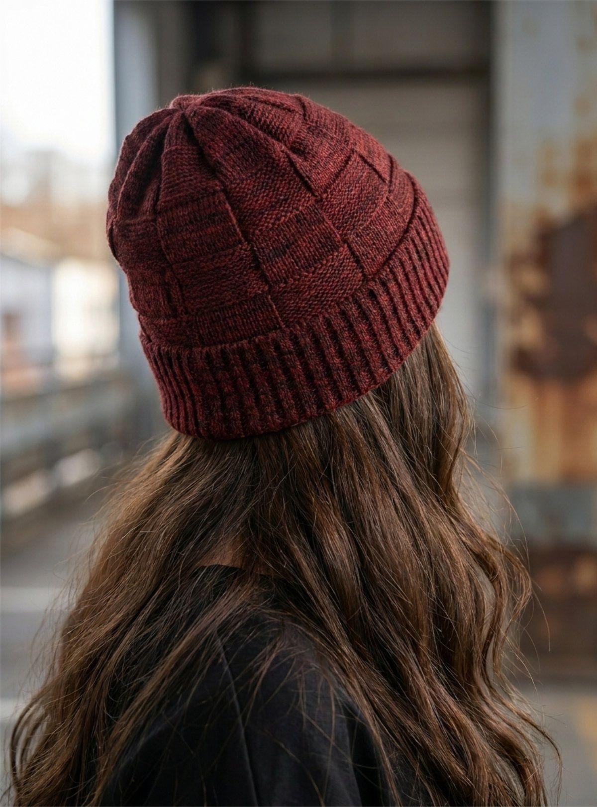 Gorro de Invierno Polar Beanie Rojo Negro - Estilo Urbano Calce Perfecto Masc-3