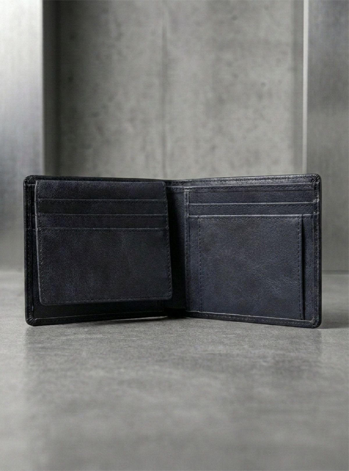 Billetera de Hombre 100% cuero Navy Blue Bi-fold Minimalista-2