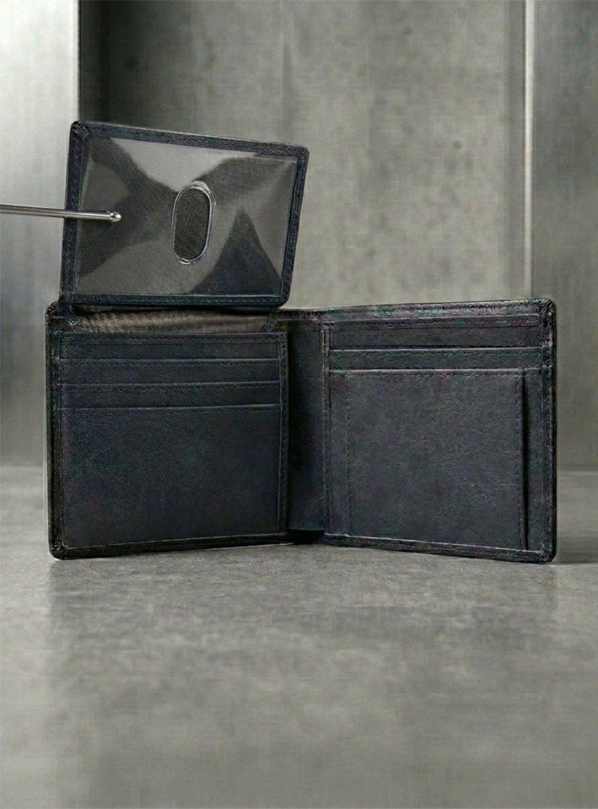 Billetera de Hombre 100% cuero Navy Blue Bi-fold Minimalista-3
