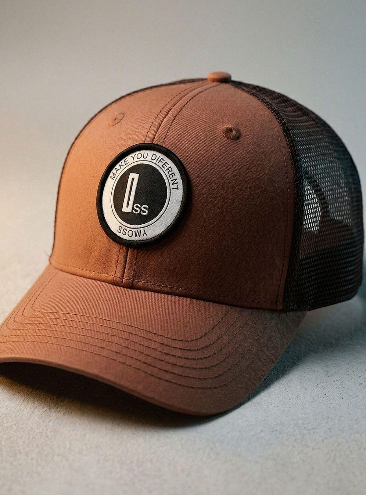 Gorra Trucker Jockey Marrón Terracota con Parche YMOSS-5