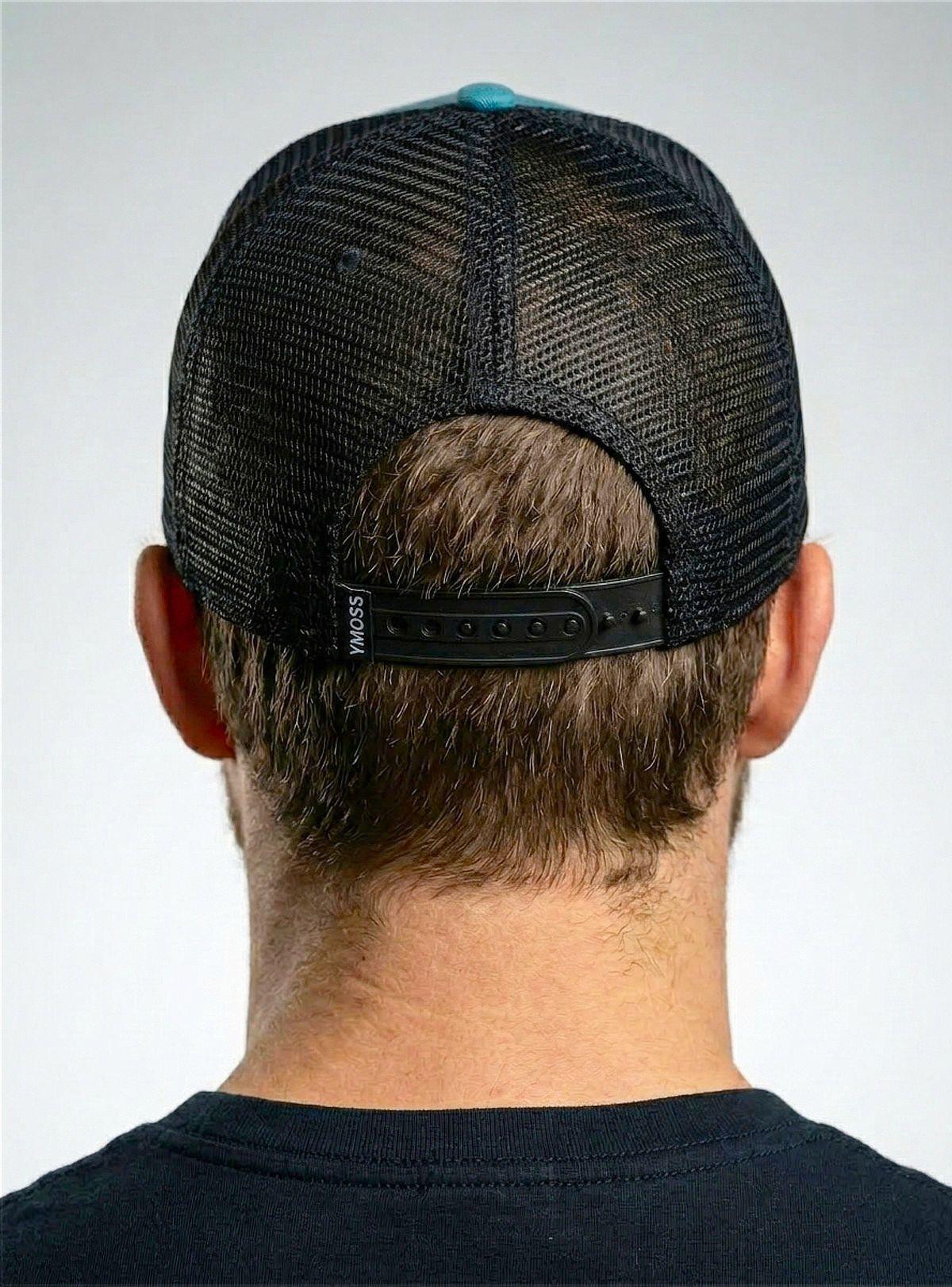 Jockey Trucker Gorra Premium YMOSS - Turquesa y Negro con Parche Geométrico-3