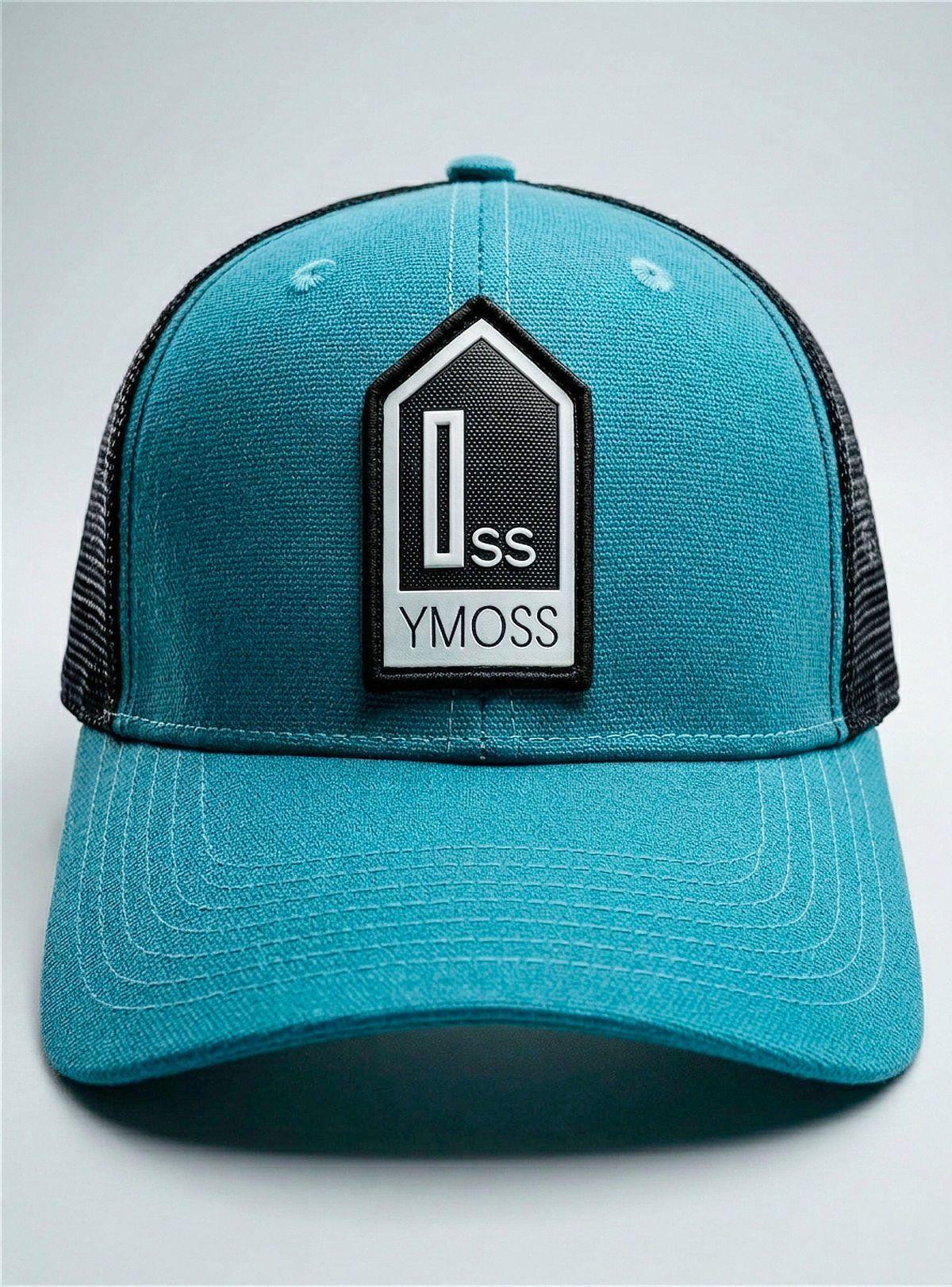 Jockey Trucker Gorra Premium YMOSS - Turquesa y Negro con Parche Geométrico-4