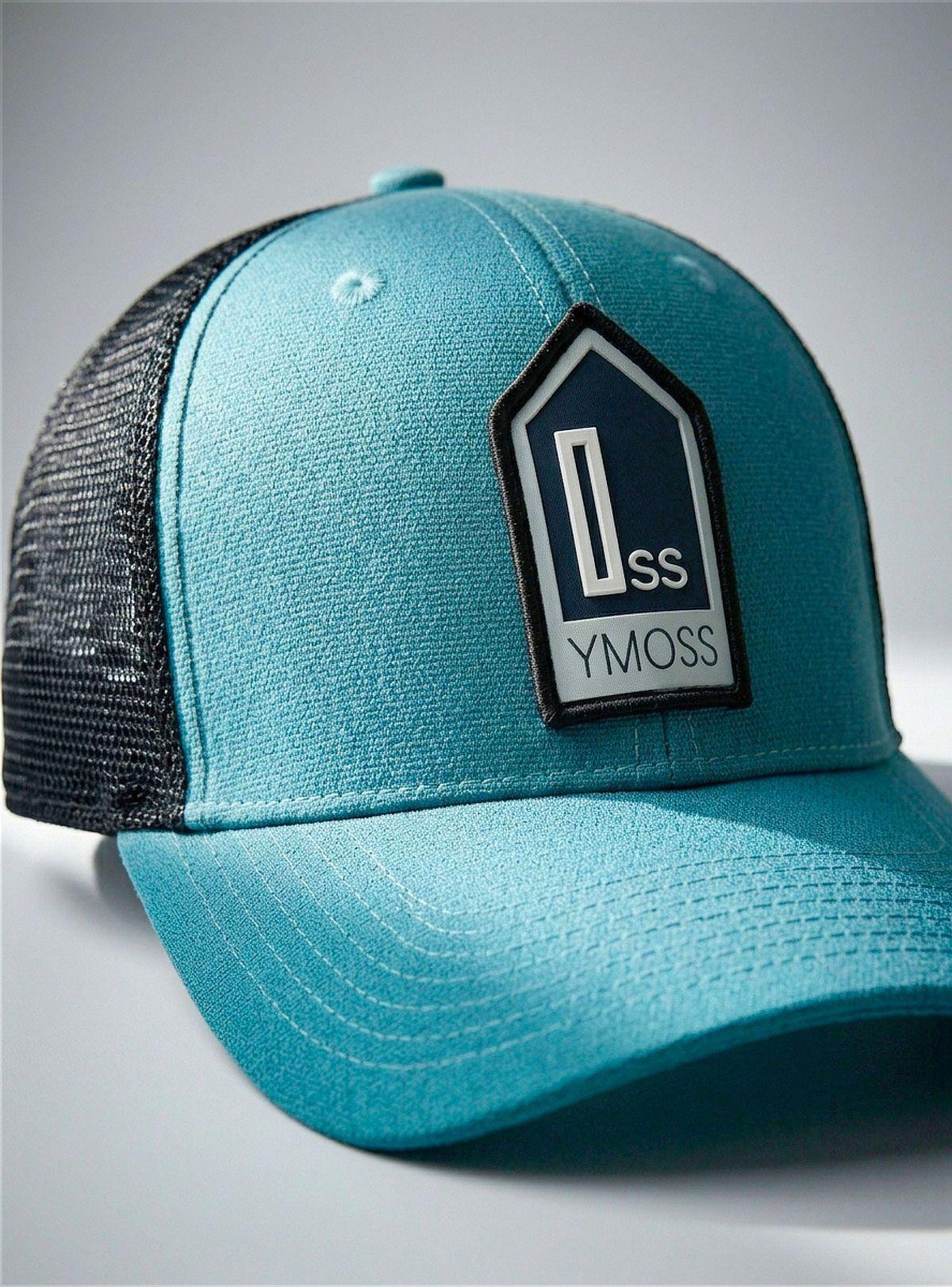 Jockey Trucker Gorra Premium YMOSS - Turquesa y Negro con Parche Geométrico-5