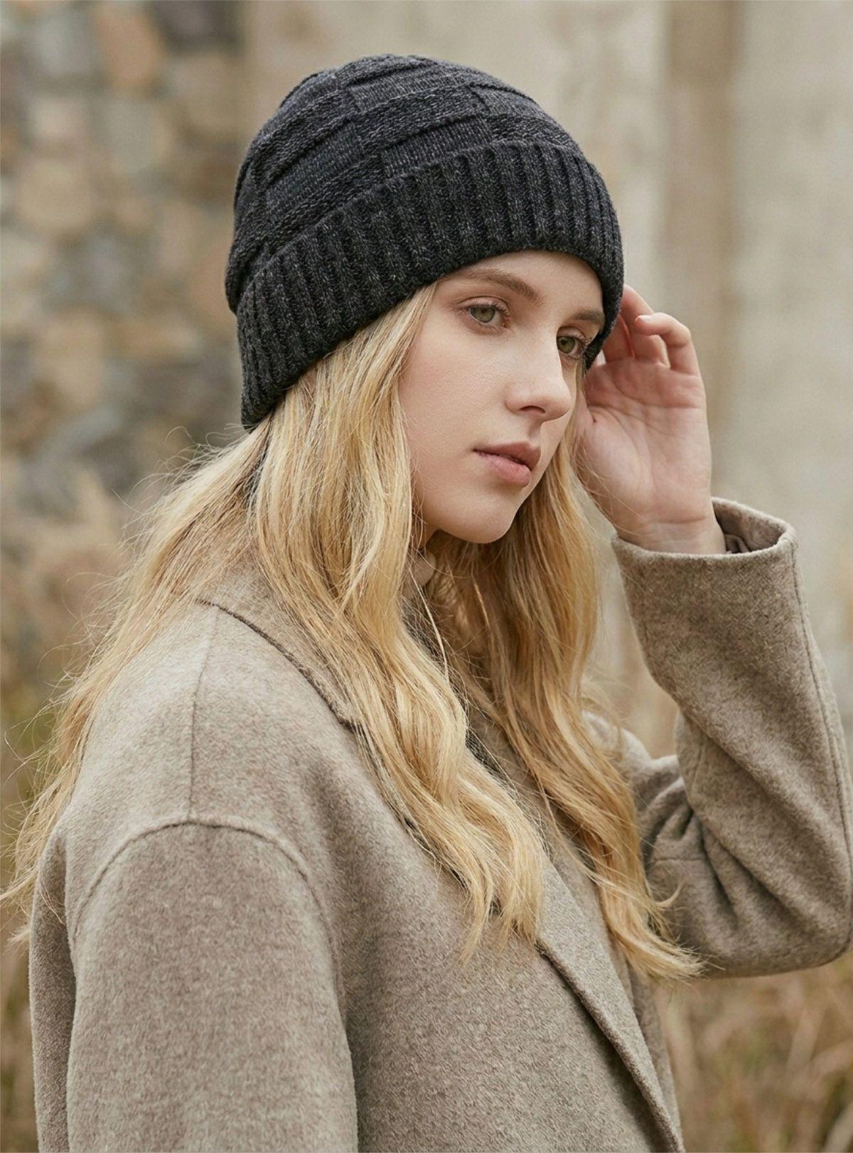 Gorro de Punto Gris Carbón Negro para Mujer | Gorro Lana Invierno Premium Masc-2