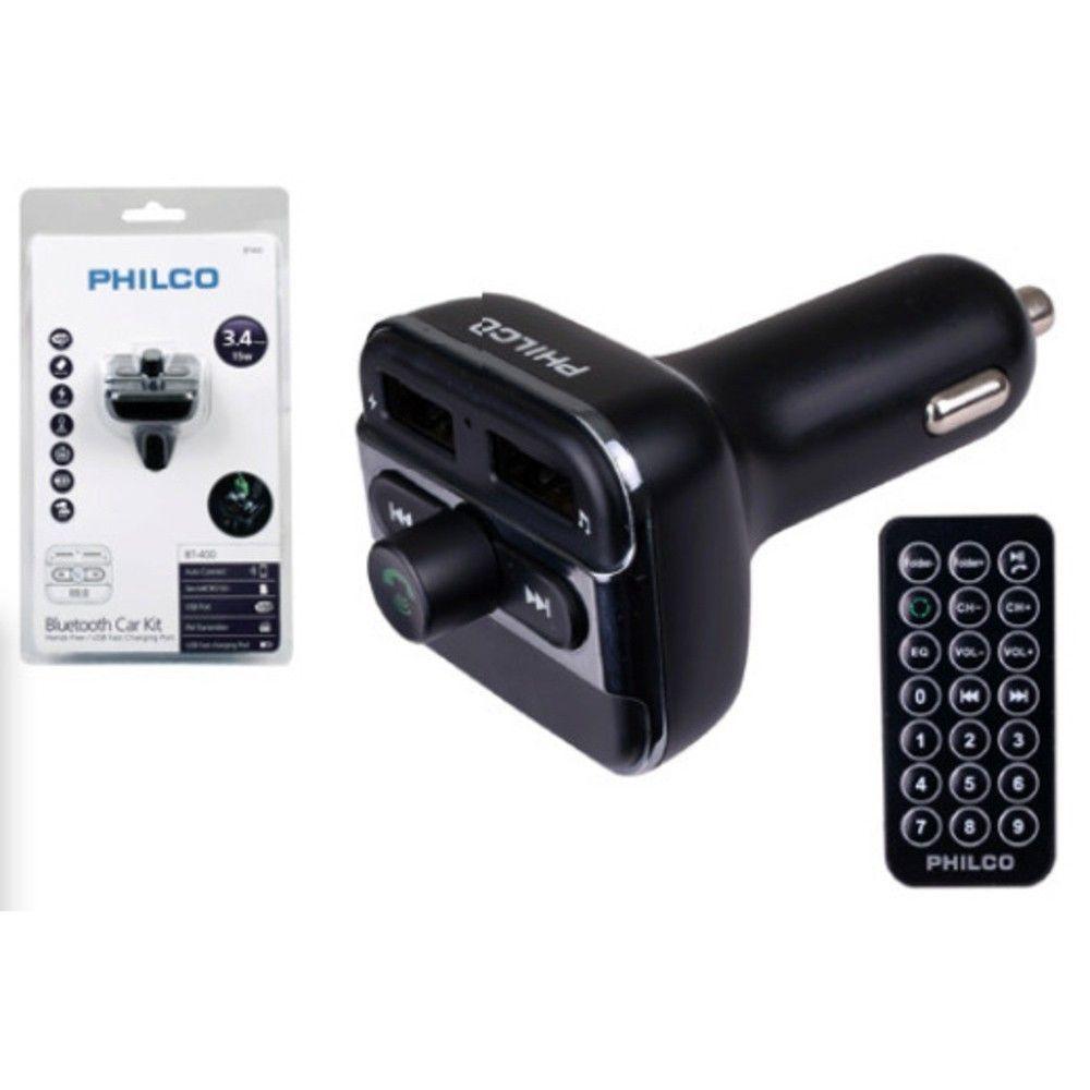 Transmisor FM Bluetooth PHILCO Slot MicroSD Puerto-1