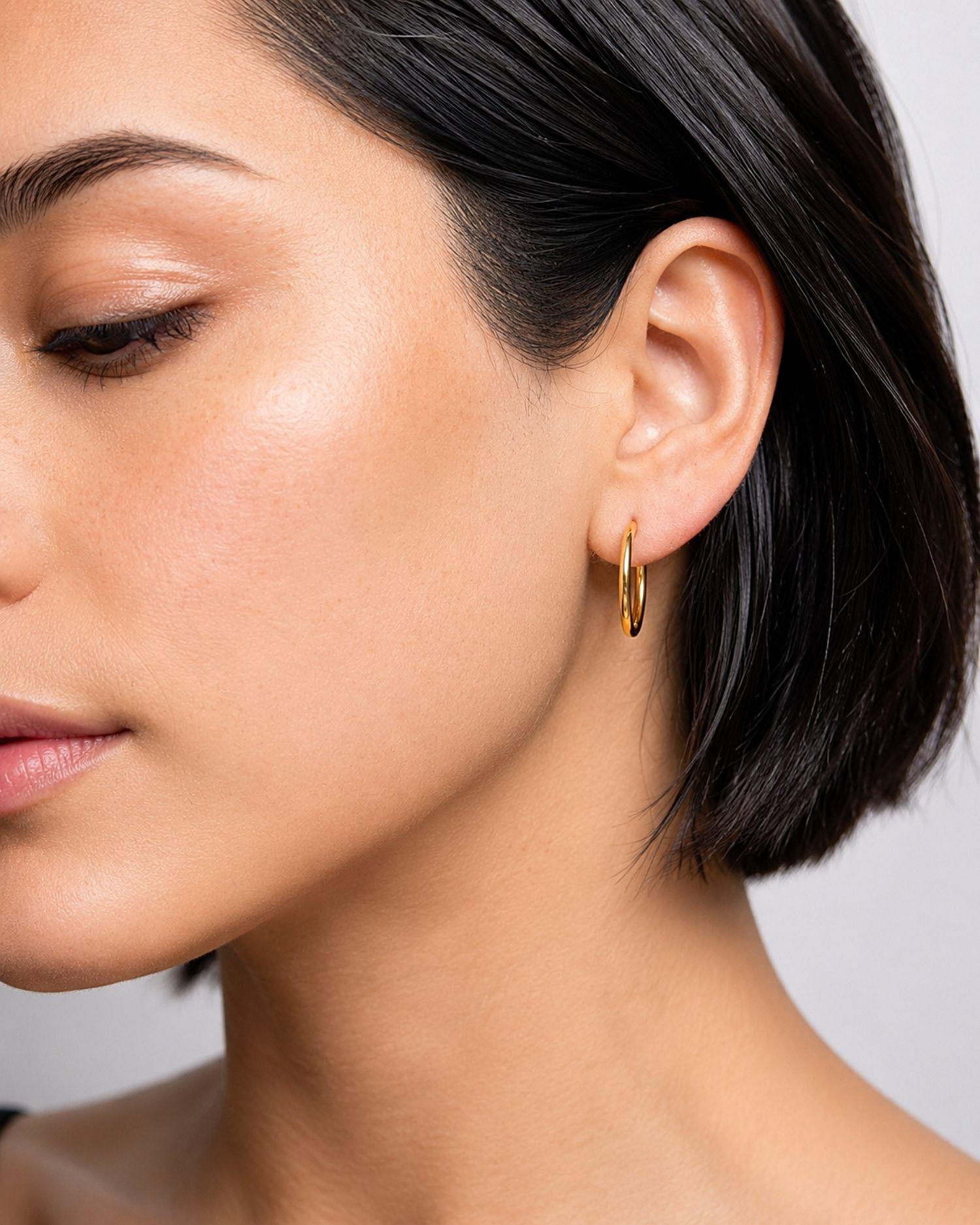 Aros Mujer Argolla Tubular Oro Amarillo 18 Kts-2