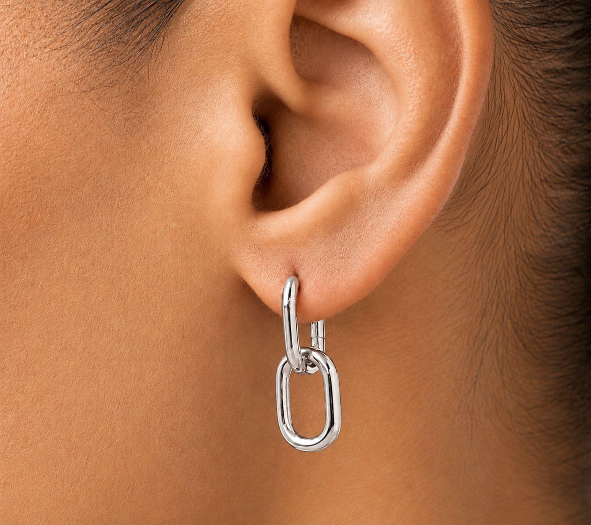 Aros Mujer Colgante Cadena Plateado-2