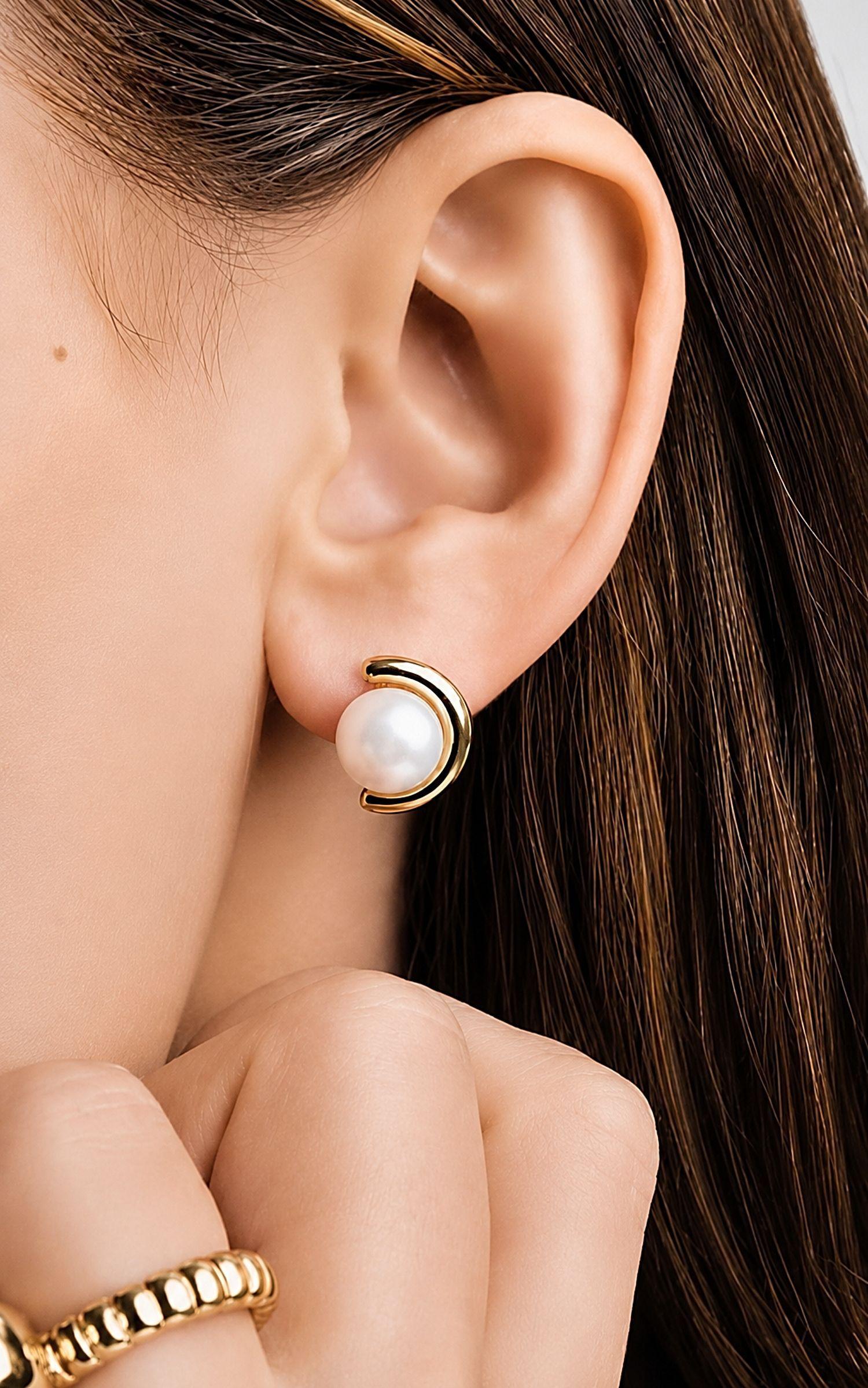Aros Mujer Perla Dorado-2