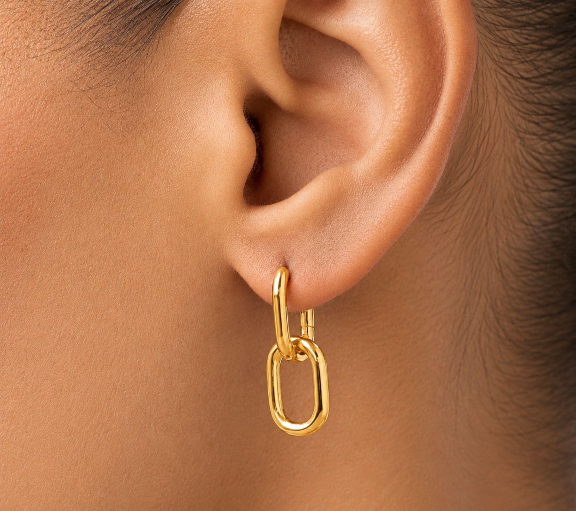 Aros Mujer Dorados Largos Knock-2