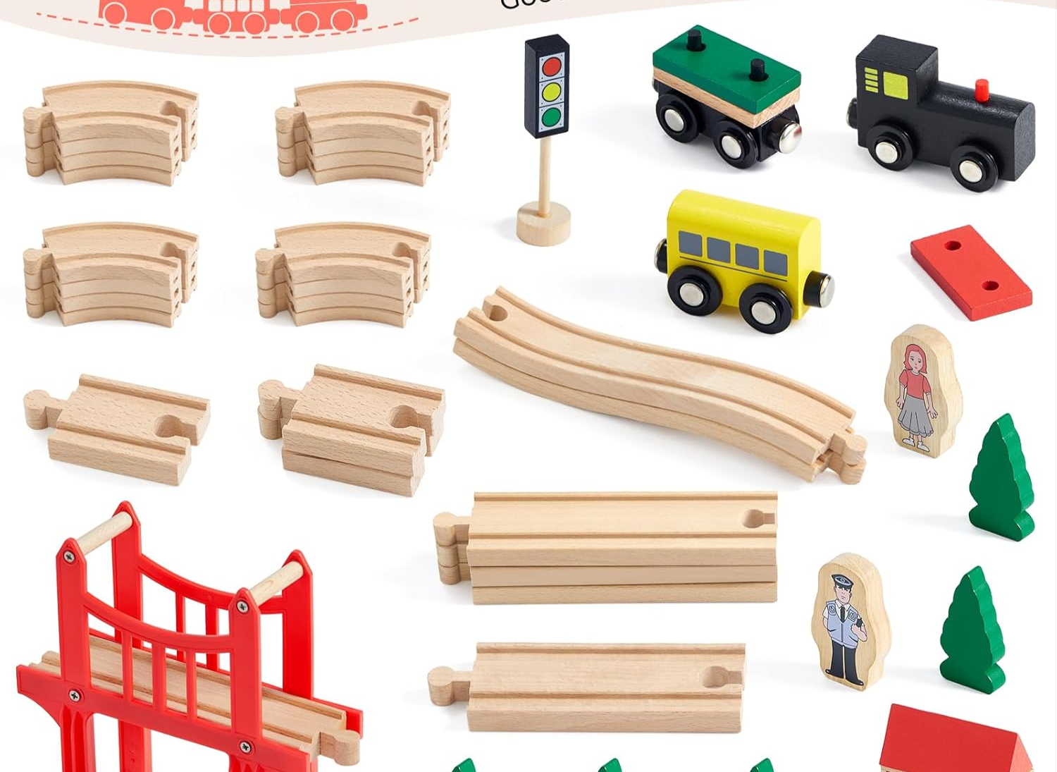 Pista Tren de Madera 39 piezas-2