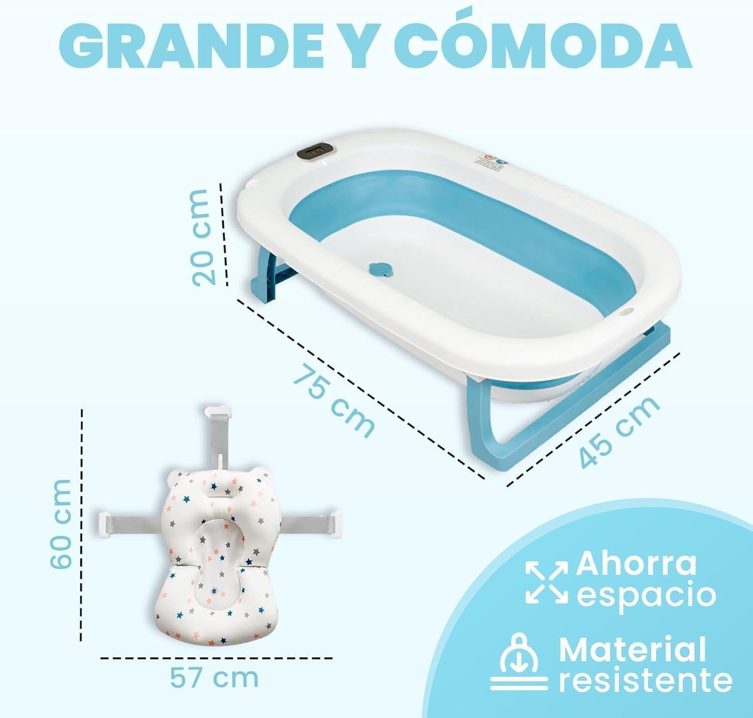 Bañera Plegable con Termómetro Azul-2