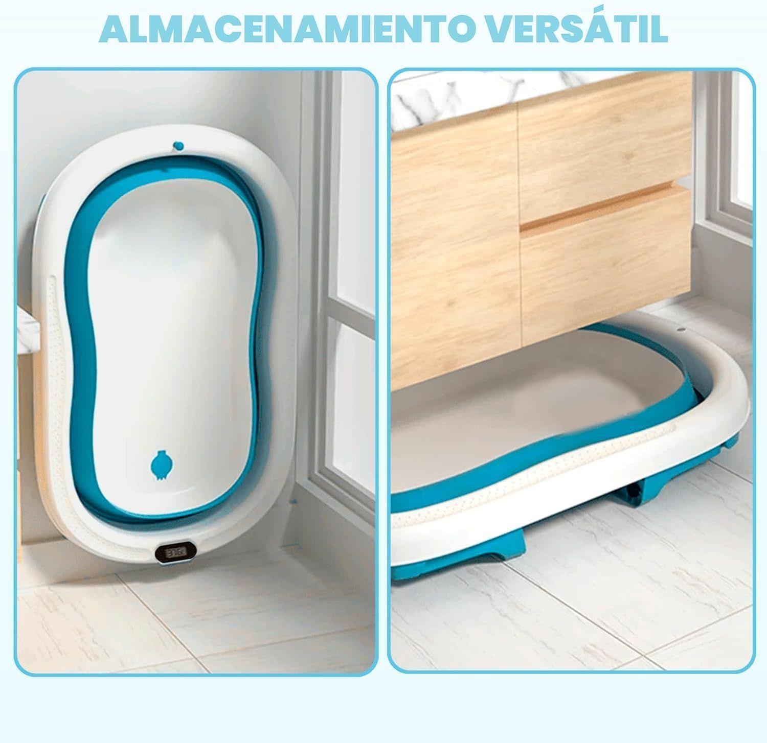 Bañera Plegable con Termómetro Azul-3