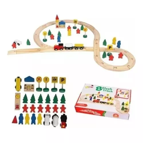 Pista de Trenes de Madera 48 piezas-3