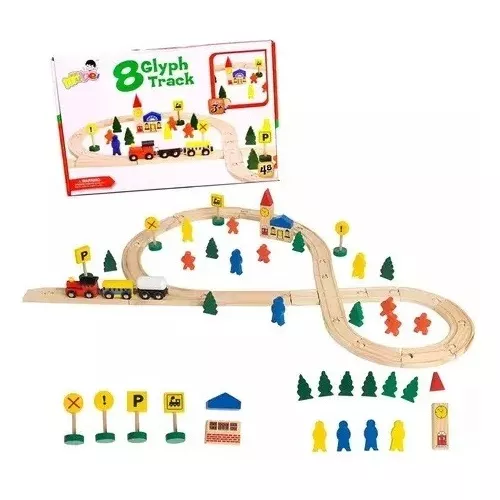 Pista de Trenes de Madera 48 piezas-4