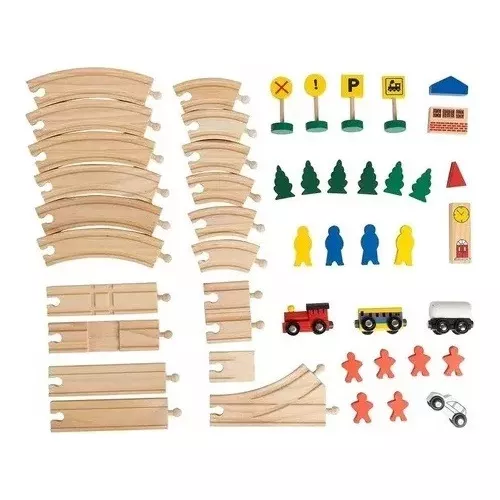 Pista de Trenes de Madera 48 piezas-5