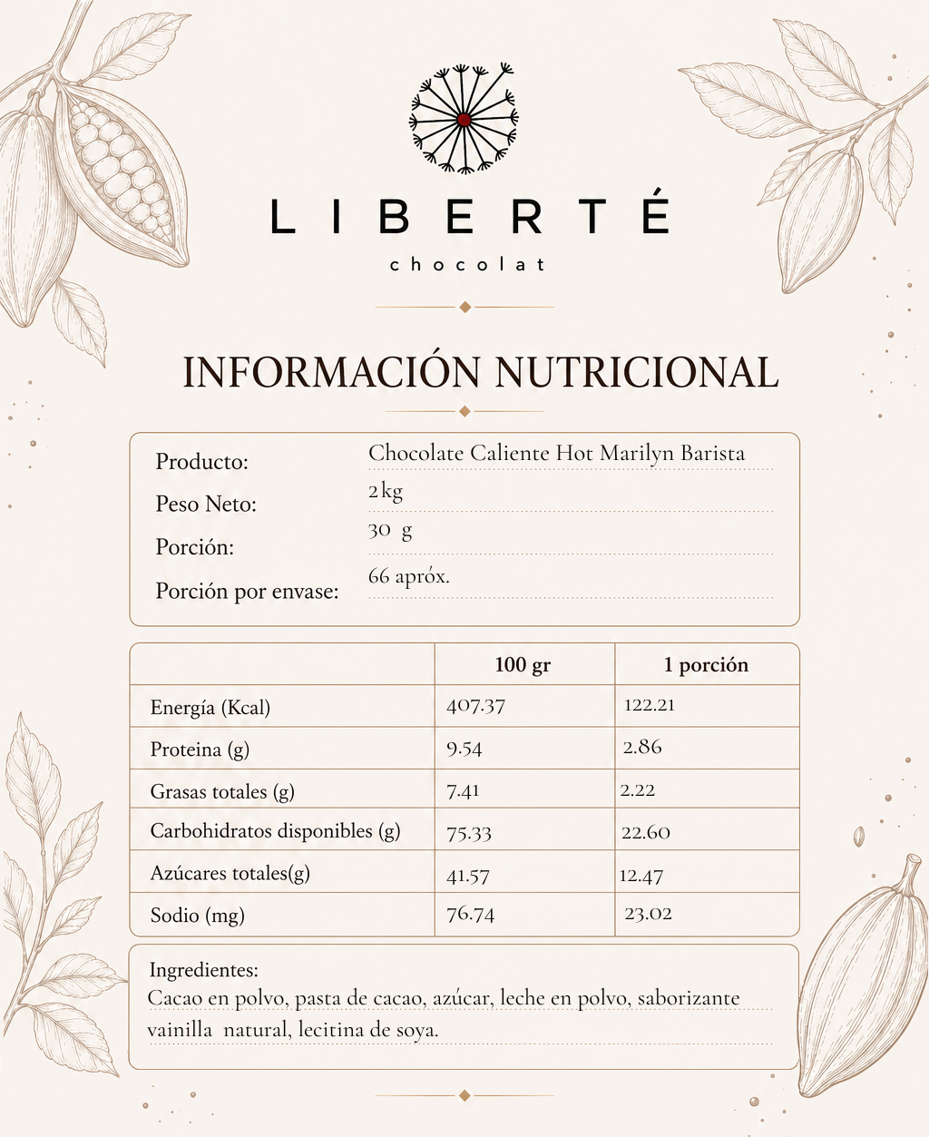 Chocolate Caliente Hot Marilyn Barista 2 kg-2