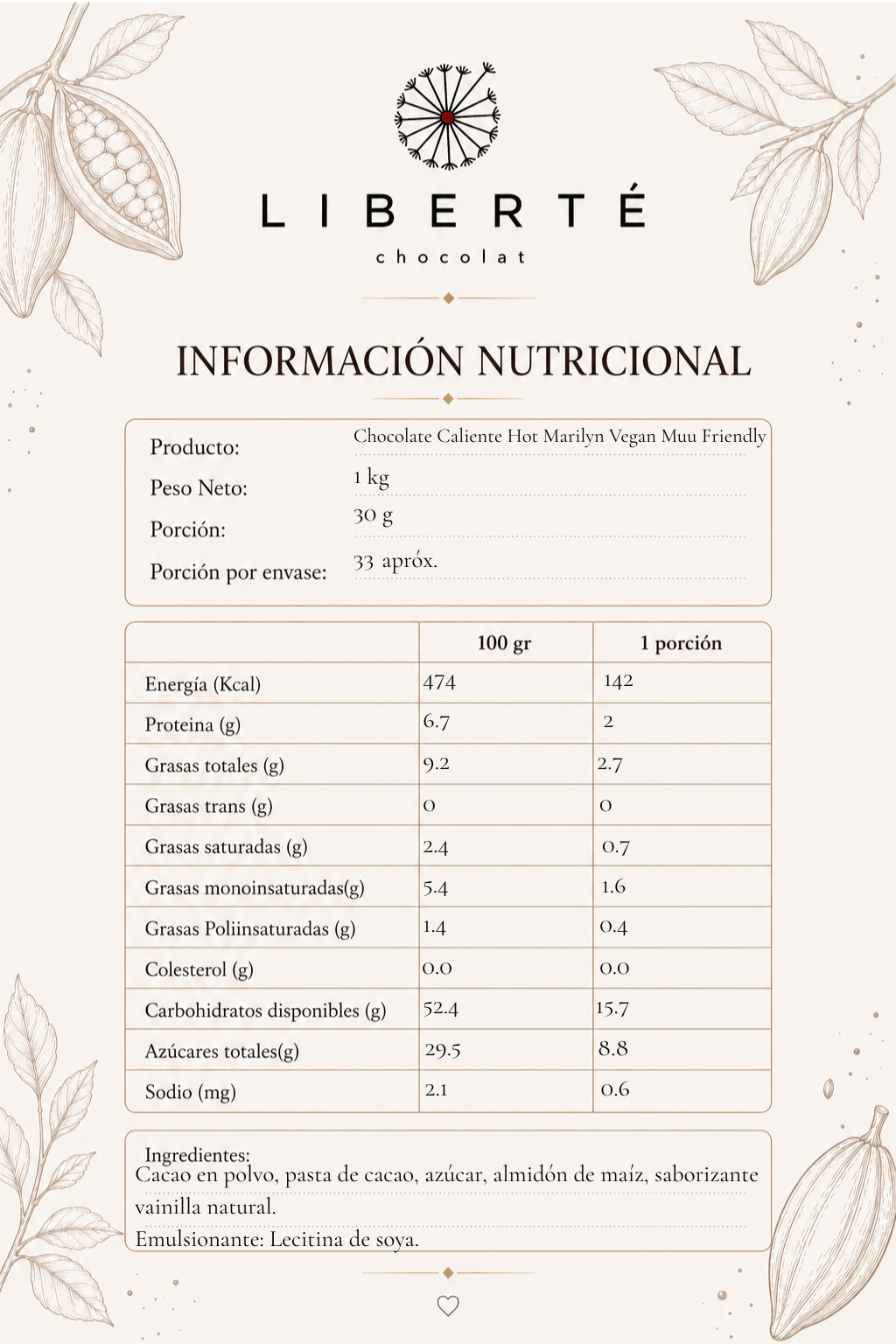 Chocolate Caliente Hot Marilyn Vegan Muu Friendly 1 kg-2