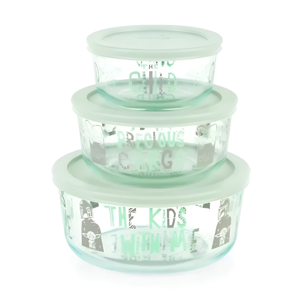Set de 3 fuentes Star Wars "The Child" de vidrio con tapa Pyrex-0