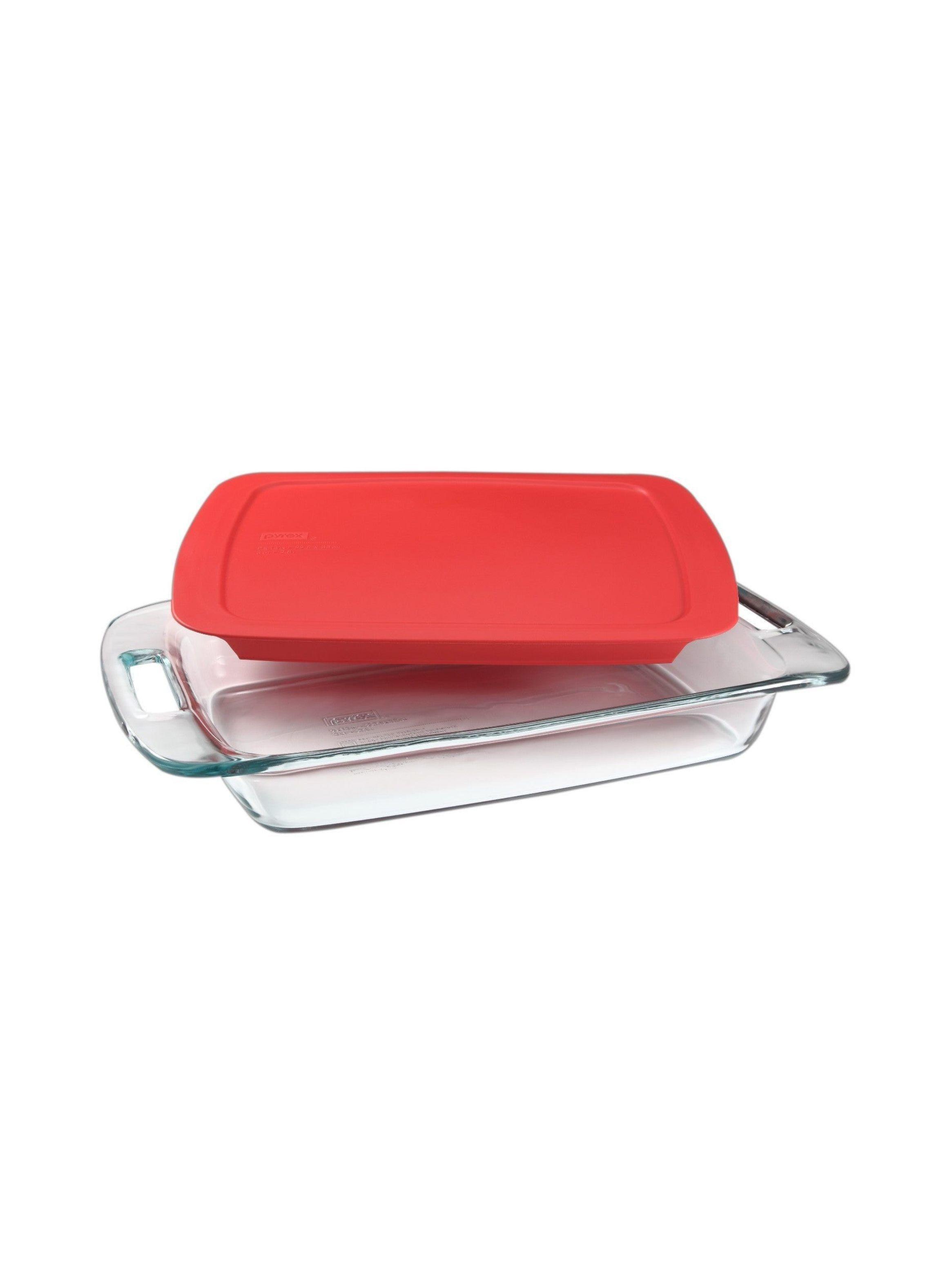 Fuente rectangular de vidrio con tapa Easy-Grab Pyrex 2.8 litros-0