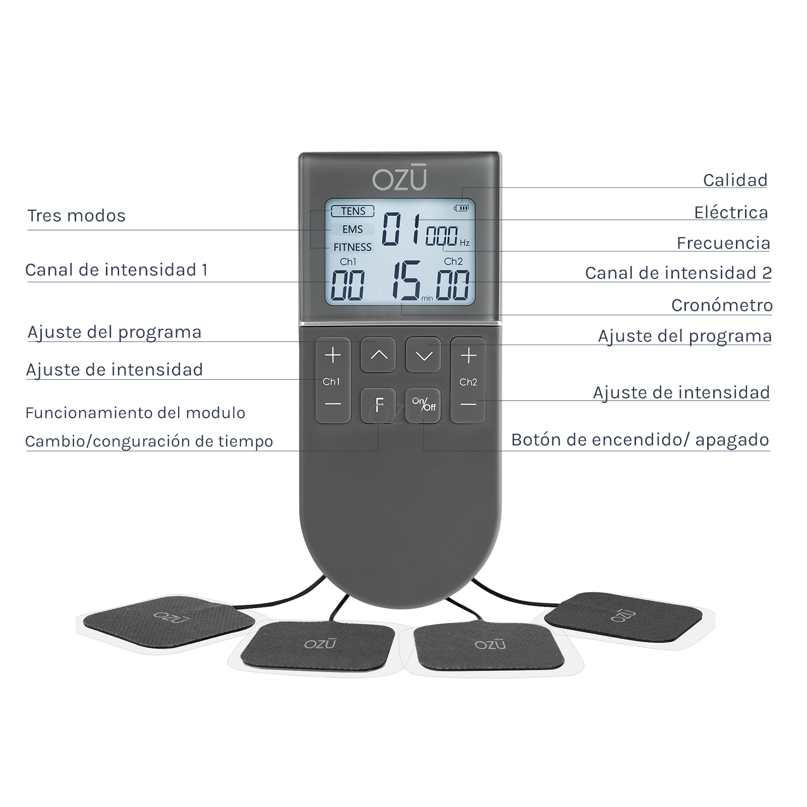 Electroestimulador 3 en 1 Tens EMS Fitness-3