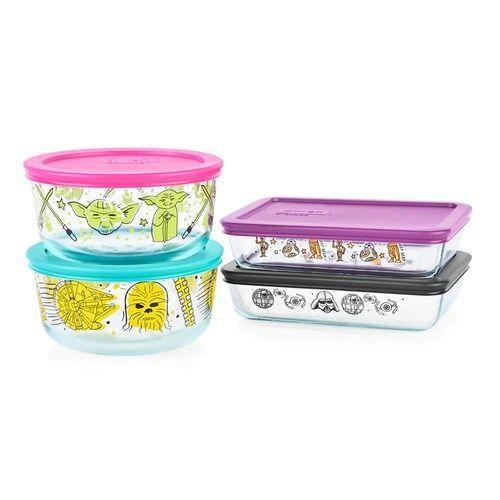 Set de 4 refractarios Star Wars de vidrio con tapa Pyrex-0