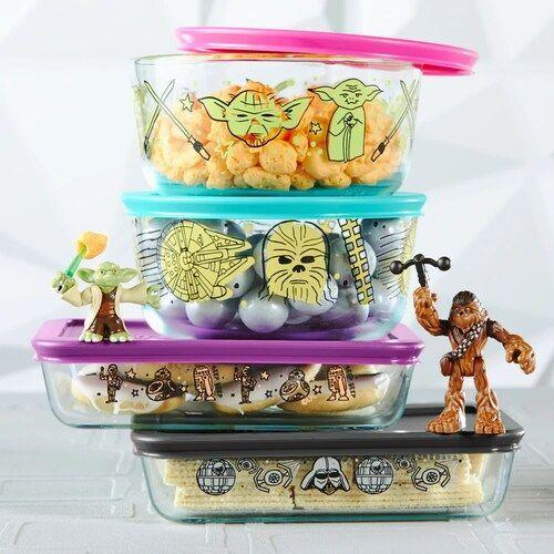 Set de 4 refractarios Star Wars de vidrio con tapa Pyrex-3