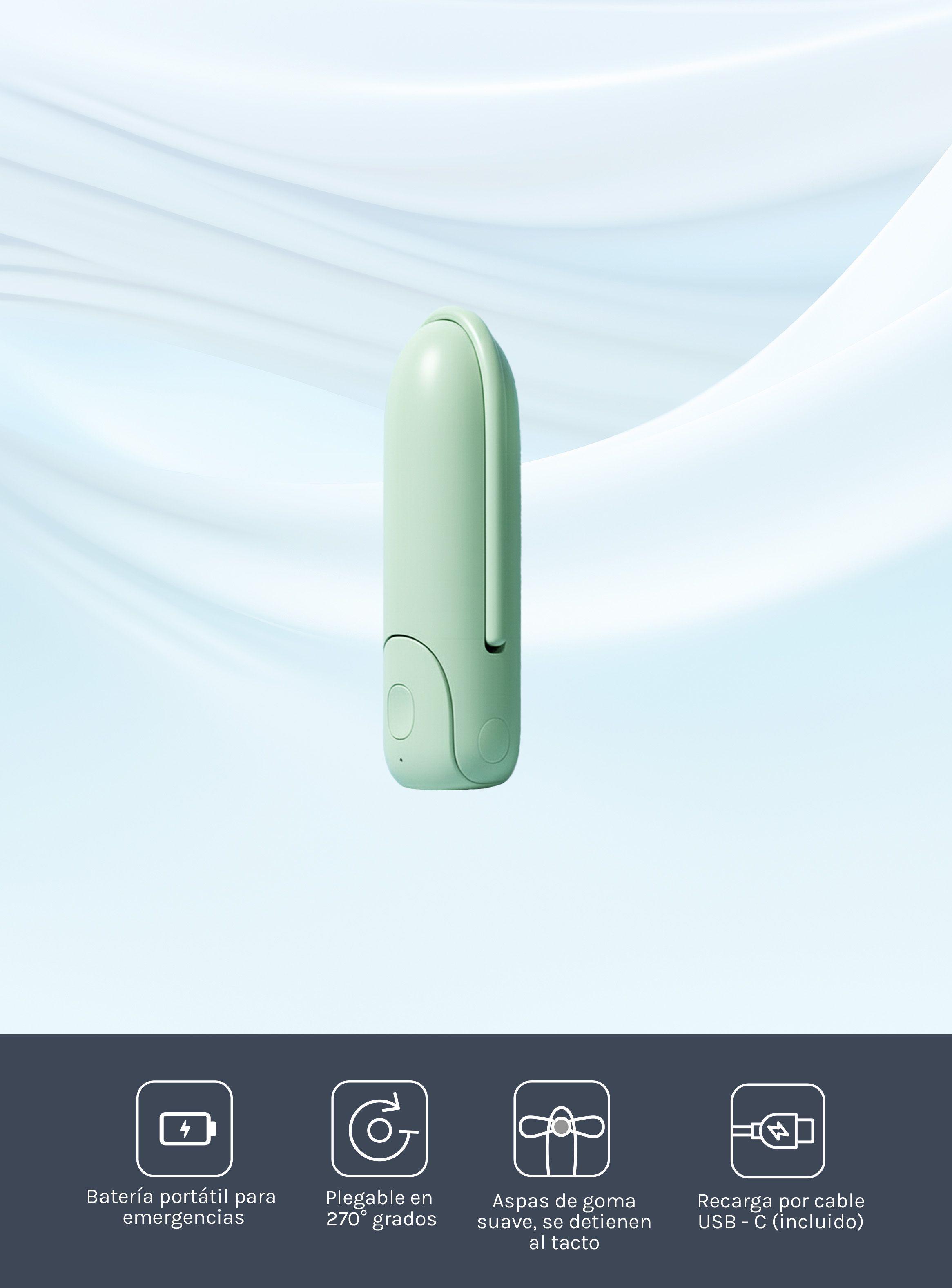 Mini Ventilador Ozu Recargable 3 en 1 Verde Claro-5