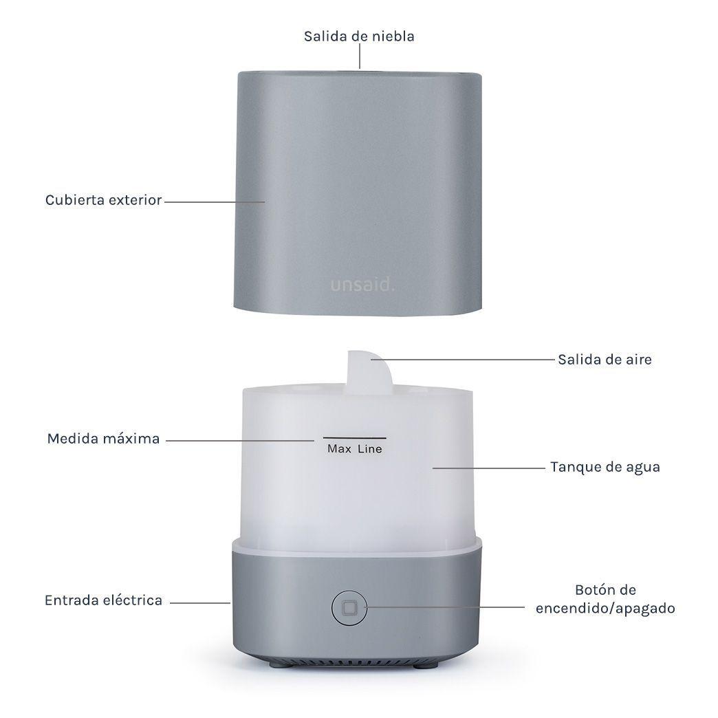 Kit Difusor de Aroma Nano Ultrasónico Gris Unsaid-5