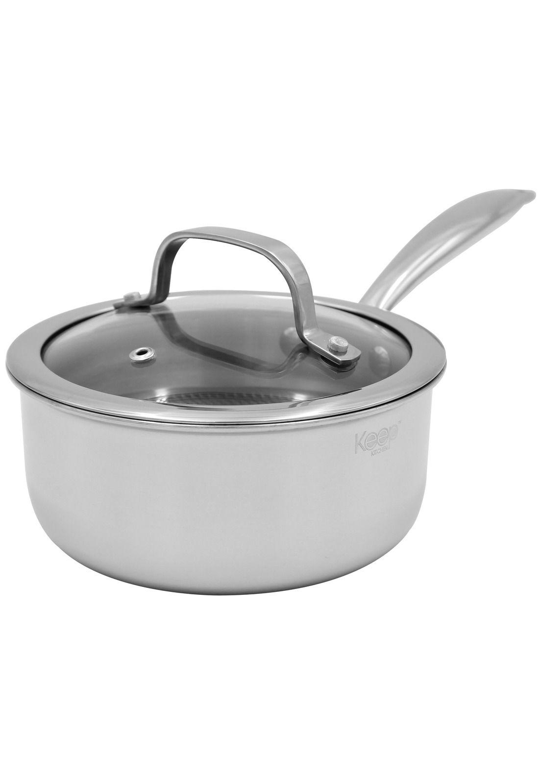 Cacerola Antiadherente con Tapa Keep Acero Inox Cocina 16cm-0