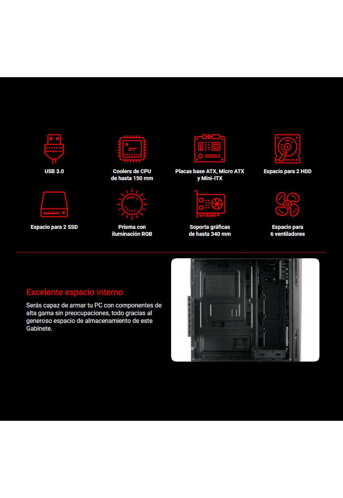 Gabinete Gamer CR100TG Riotoro Vidrio Templado-2