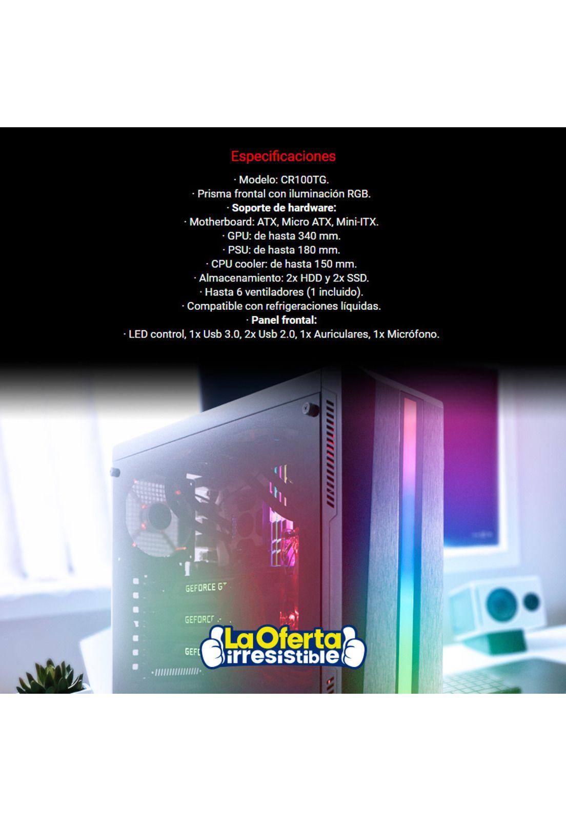Gabinete Gamer CR100TG Riotoro Vidrio Templado-4
