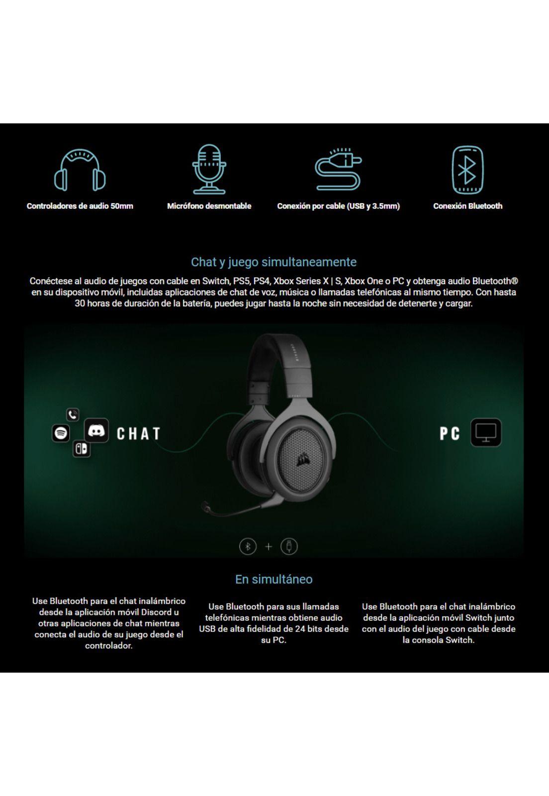 Audifonos Gamer Corsair Hs70 Bluetooth-2