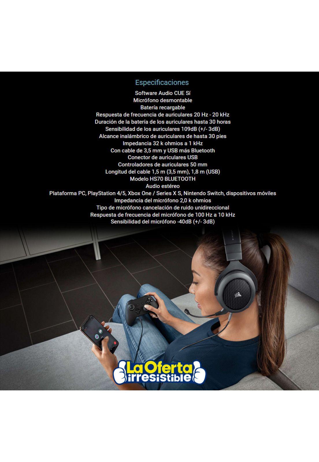 Audifonos Gamer Corsair Hs70 Bluetooth-5