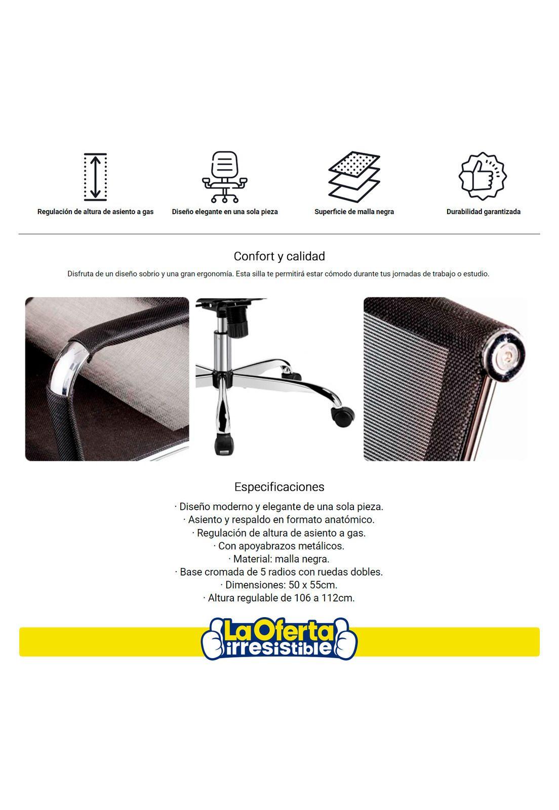 Silla de Oficina con Apoyabrazos Metálicos Empoli-2