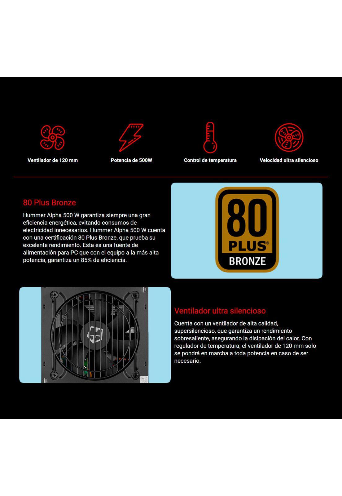 Fuente De Poder Nox Hummer Alpha 500w 80+ Bronze-2