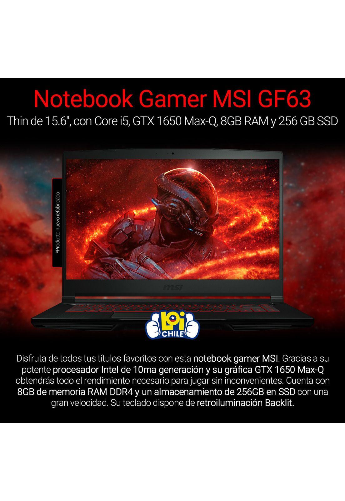 Notebook Gamer MSI GF63 I5 8gb 256gb SSD 15.6'-1