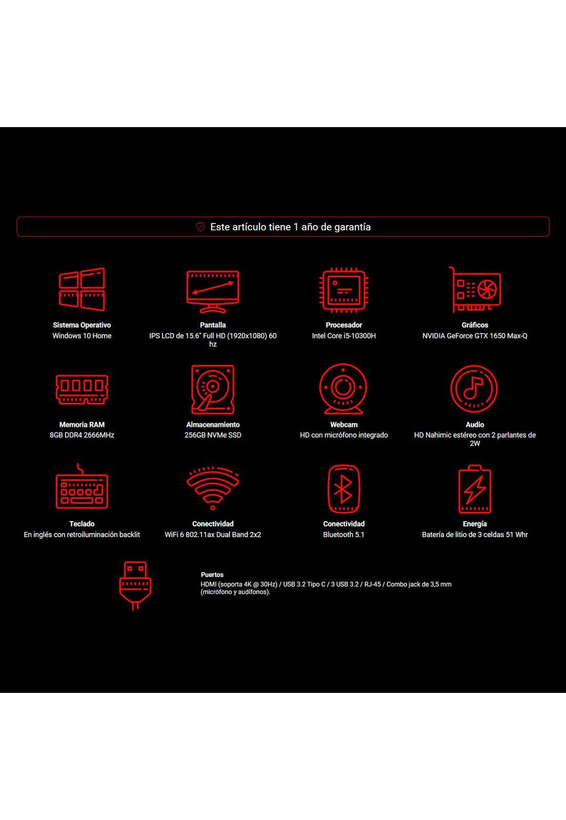 Notebook Gamer MSI GF63 I5 8gb 256gb SSD 15.6'-2