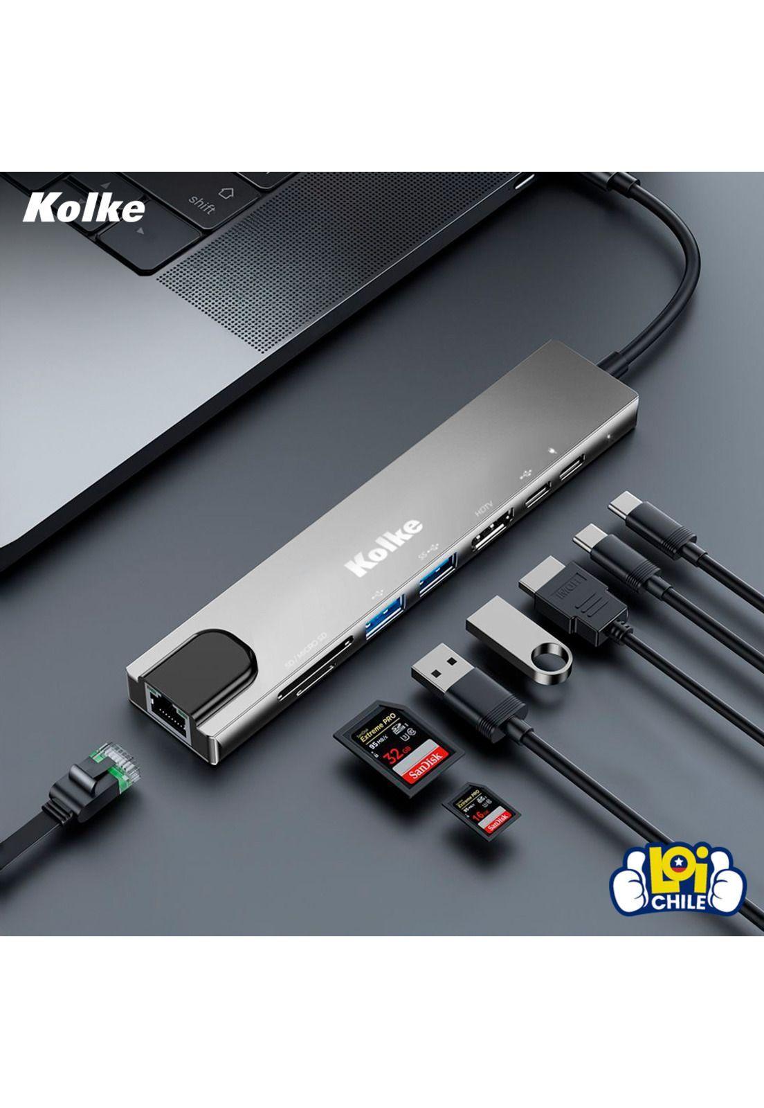 Hub USB C Adaptador Kolke 8 en 1 USB 3.0 RJ45 Mac Windows-3