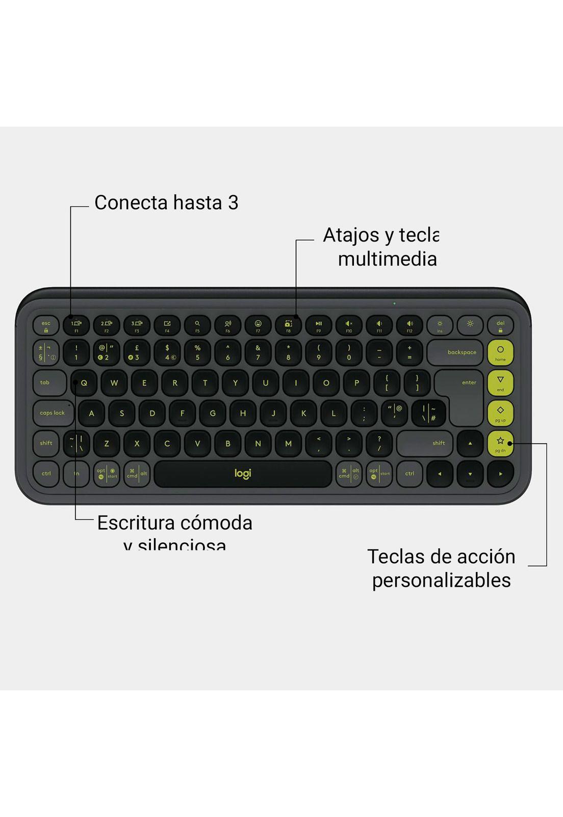 Kit Teclado y Mouse Inalámbricos Logitech Pop Icon Negro-1