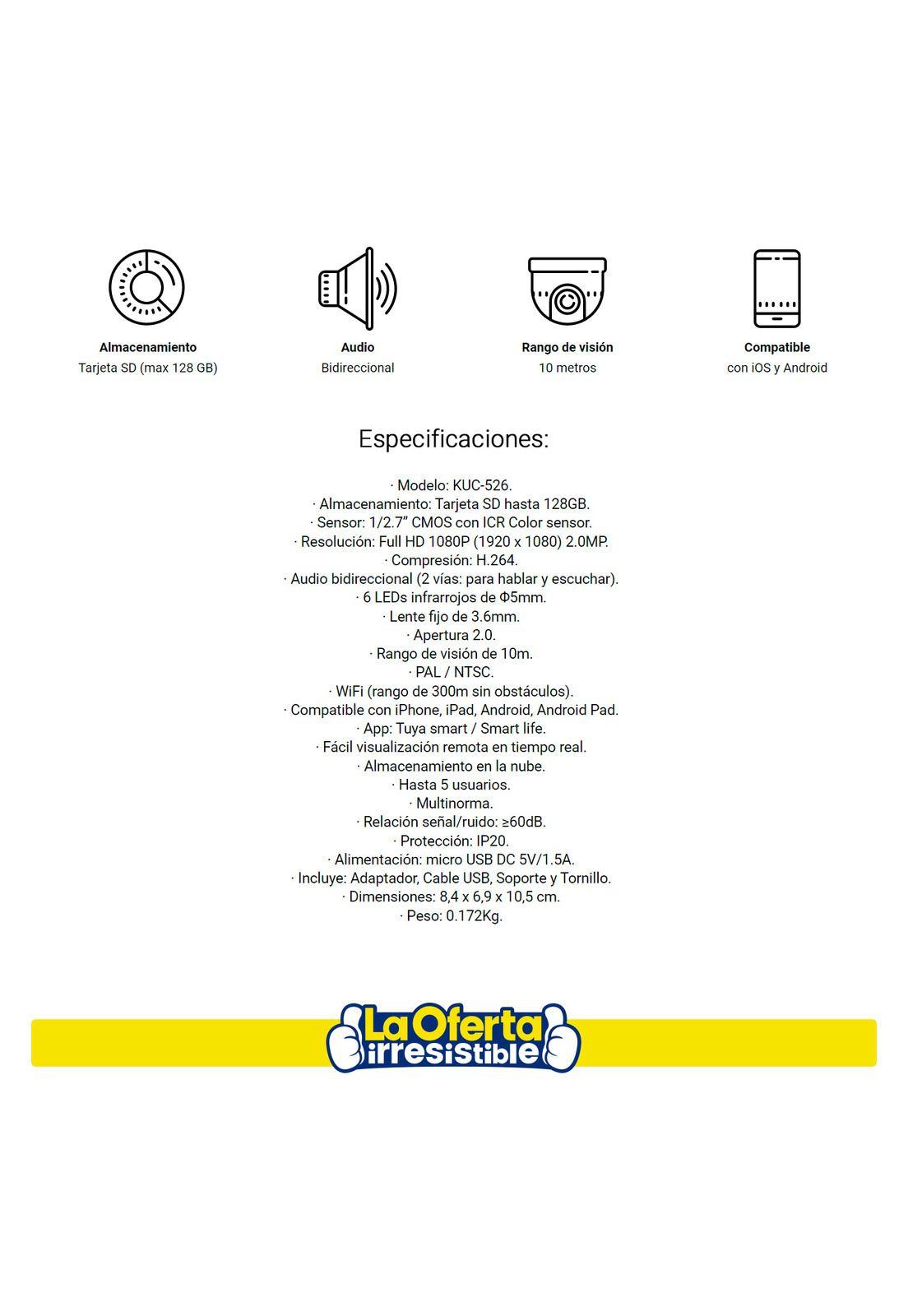 Camara Ip Kolke Wifi FullHD 1080p App Tuya-2