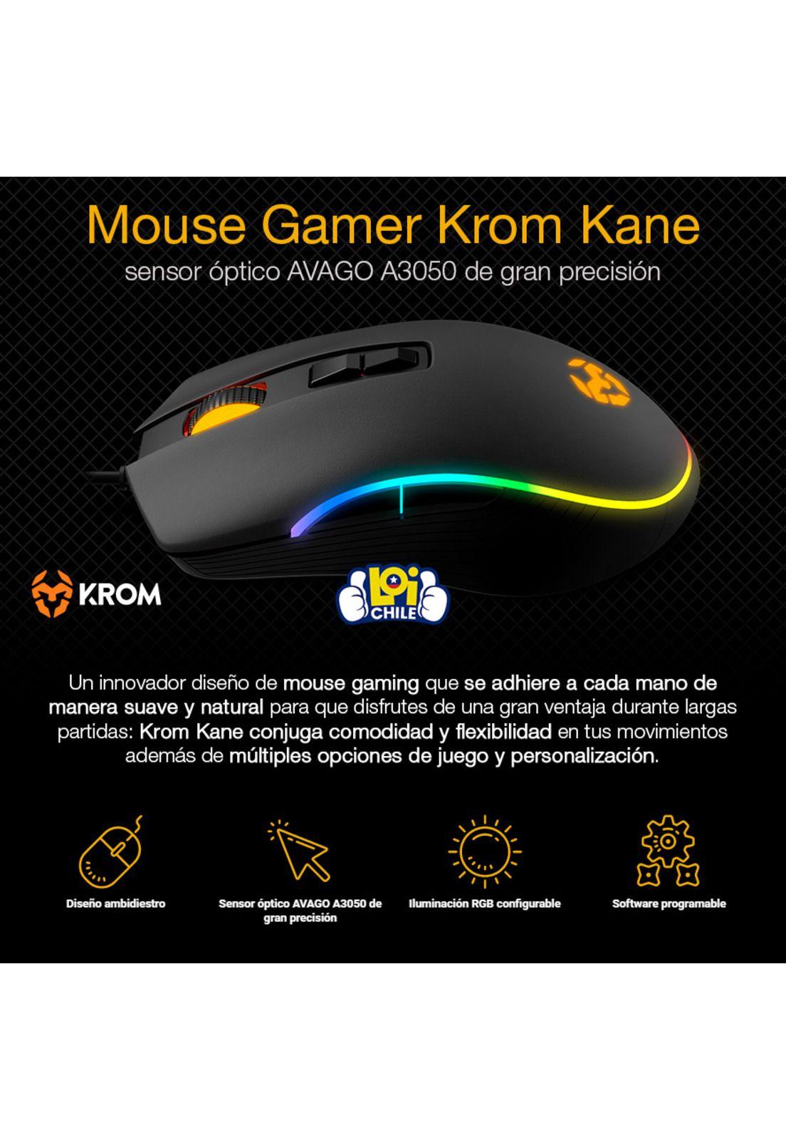Mouse Gamer Krom Kane 8 Botones RGB DPI Ajustable-9