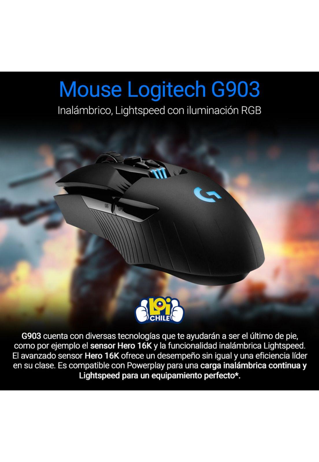 Mouse Gamer Inalámbrico Logitech G903 Lightspeed con sensor Hero 16k-1