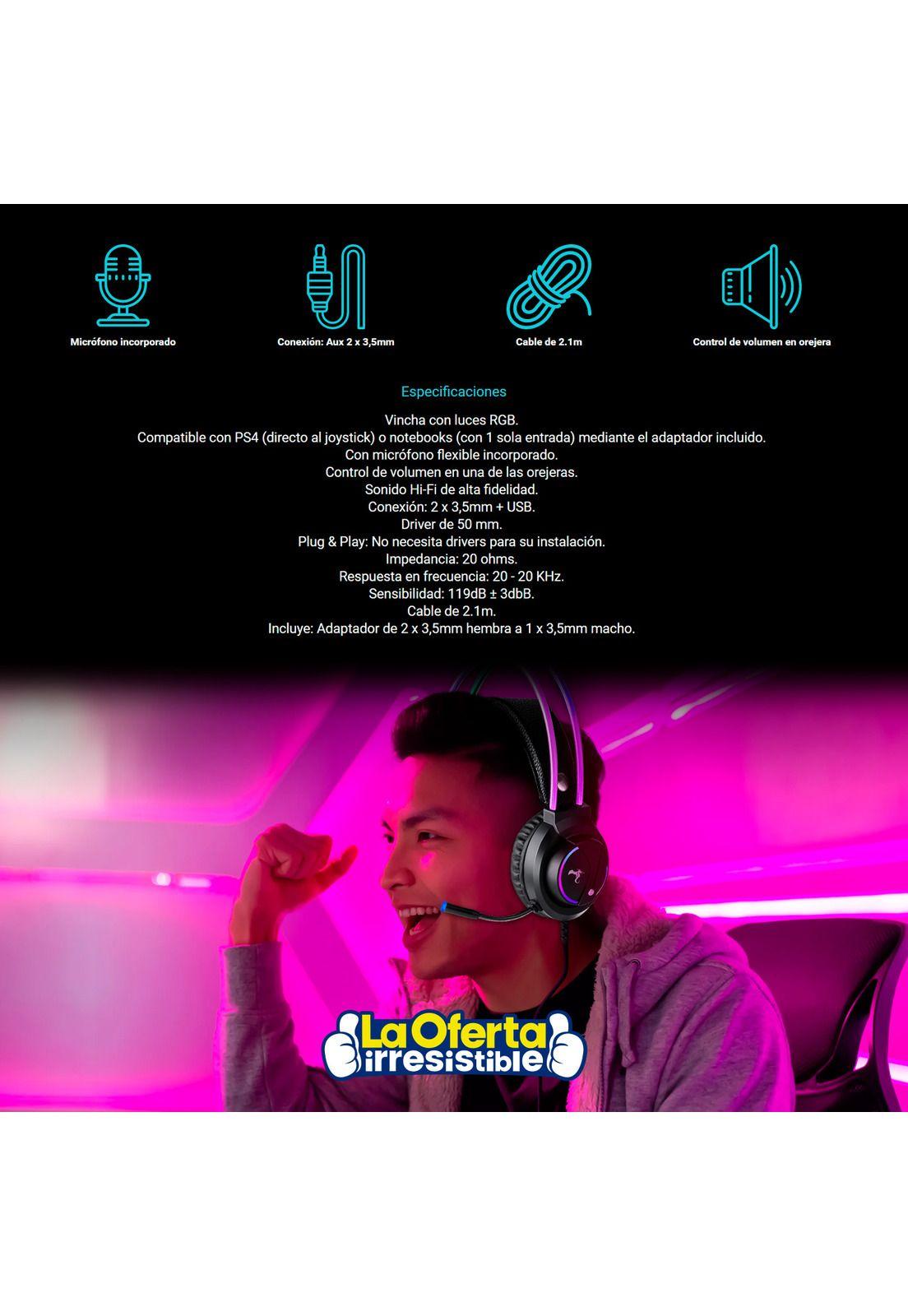 Audífonos Gamer Kolke Crono Micrófono LED RGB PC PS4 PS5 Xbox-2