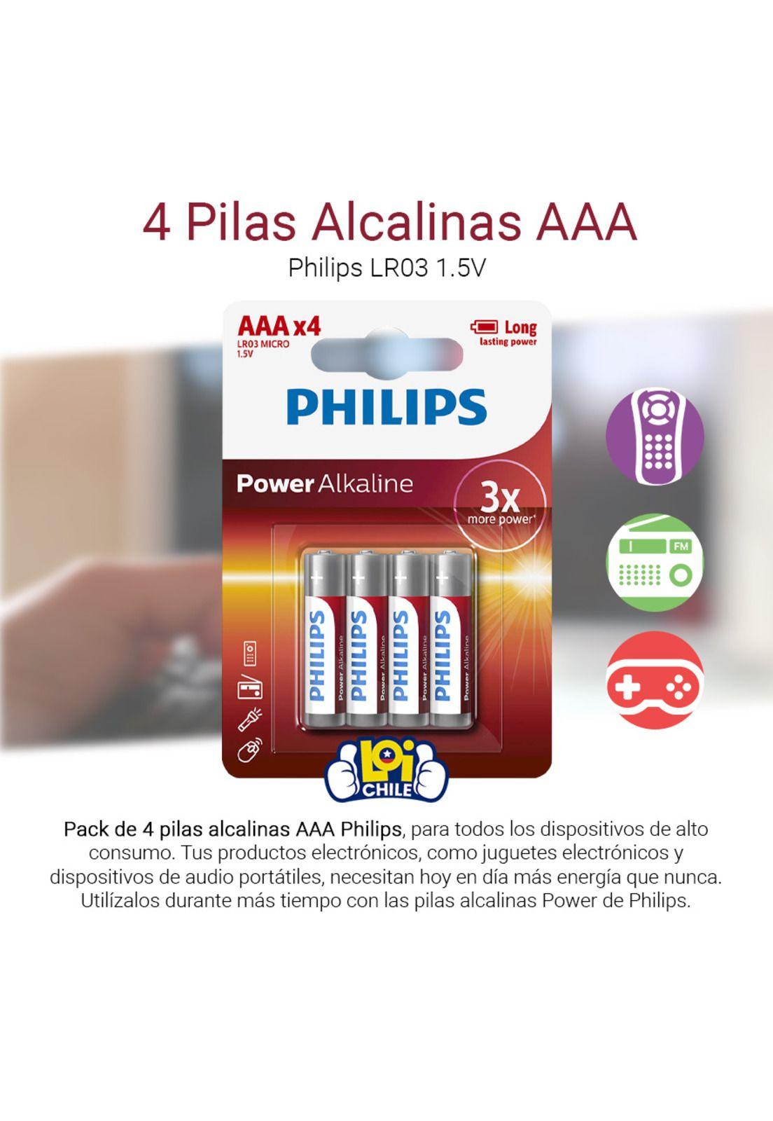 Pilas AAA Philips Alcalinas Pack x4 1,5v-1